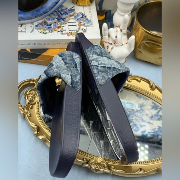 🆕 KURT GEIGER LONDON 🧿 NWOB Blue Denim Meena Eagle Slides, Sz EU 39 US 8.5 - Picture 9 of 11